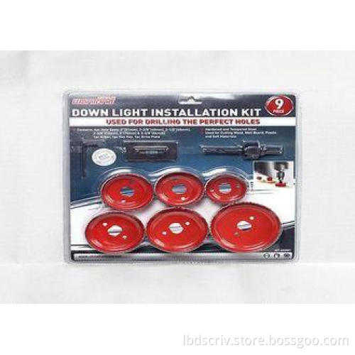 Professional Red 9PC High Carbon Steel Hole Saw Set For Woo
